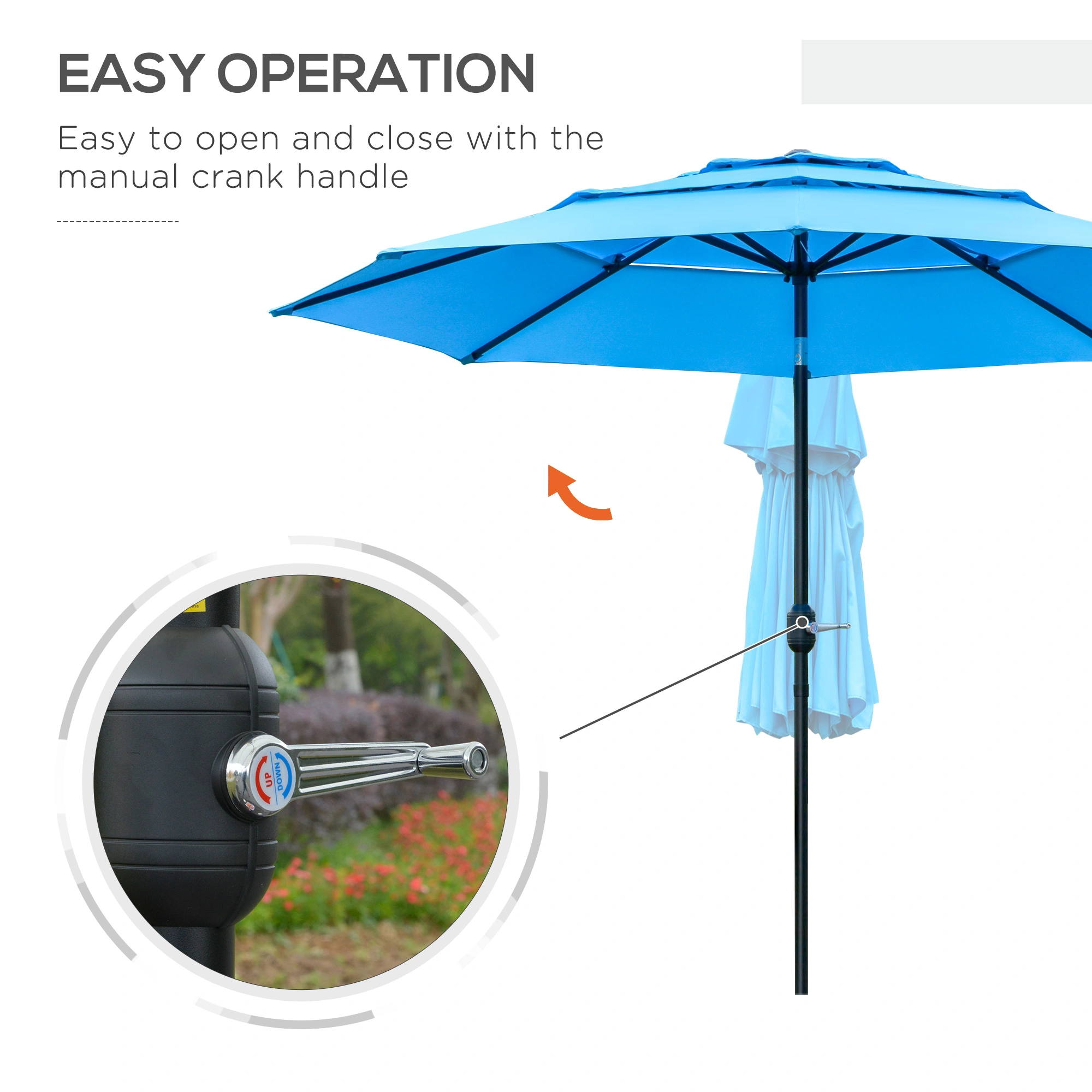 Beach Sun Umbrella - Outdoor Large UV Resistant Umbrella with Ventilated Canopy, Lightweight Portable Shade for Beach & Camping view 3