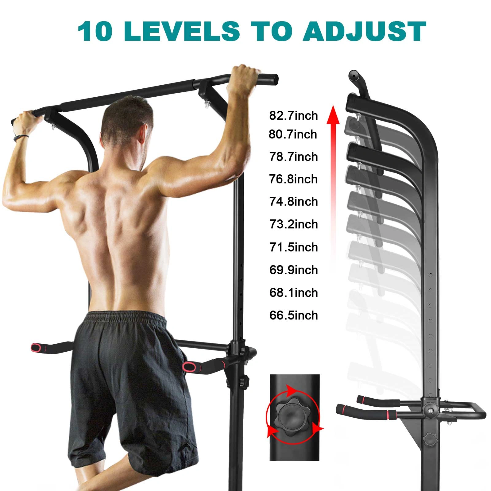 Power Tower Dip Station - Height Adjustable Pull Up Bar, Multi-Function Home Gym Strength Training Equipment for Full Body Workout view 13