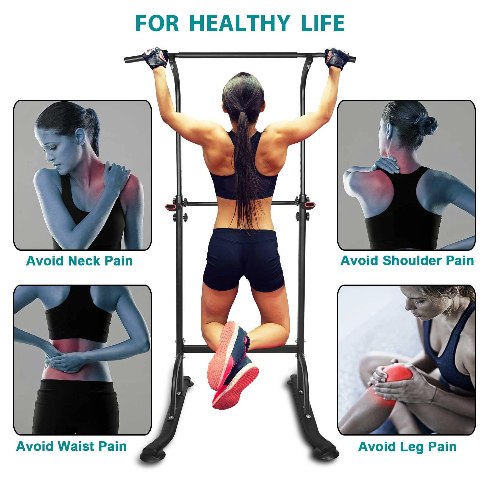 Power Tower Dip Station - Height Adjustable Pull Up Bar, Multi-Function Home Gym Strength Training Equipment for Full Body Workout view 14