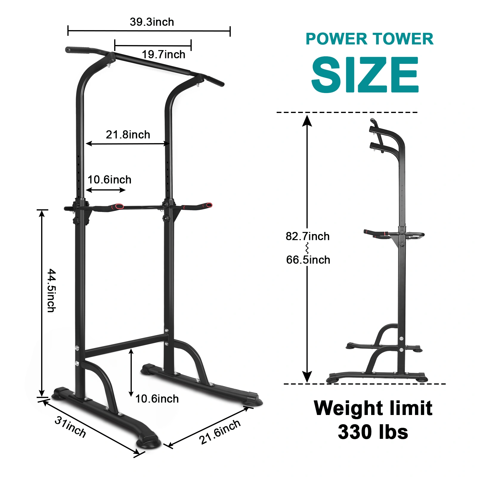 Power Tower Dip Station - Height Adjustable Pull Up Bar, Multi-Function Home Gym Strength Training Equipment for Full Body Workout view 3