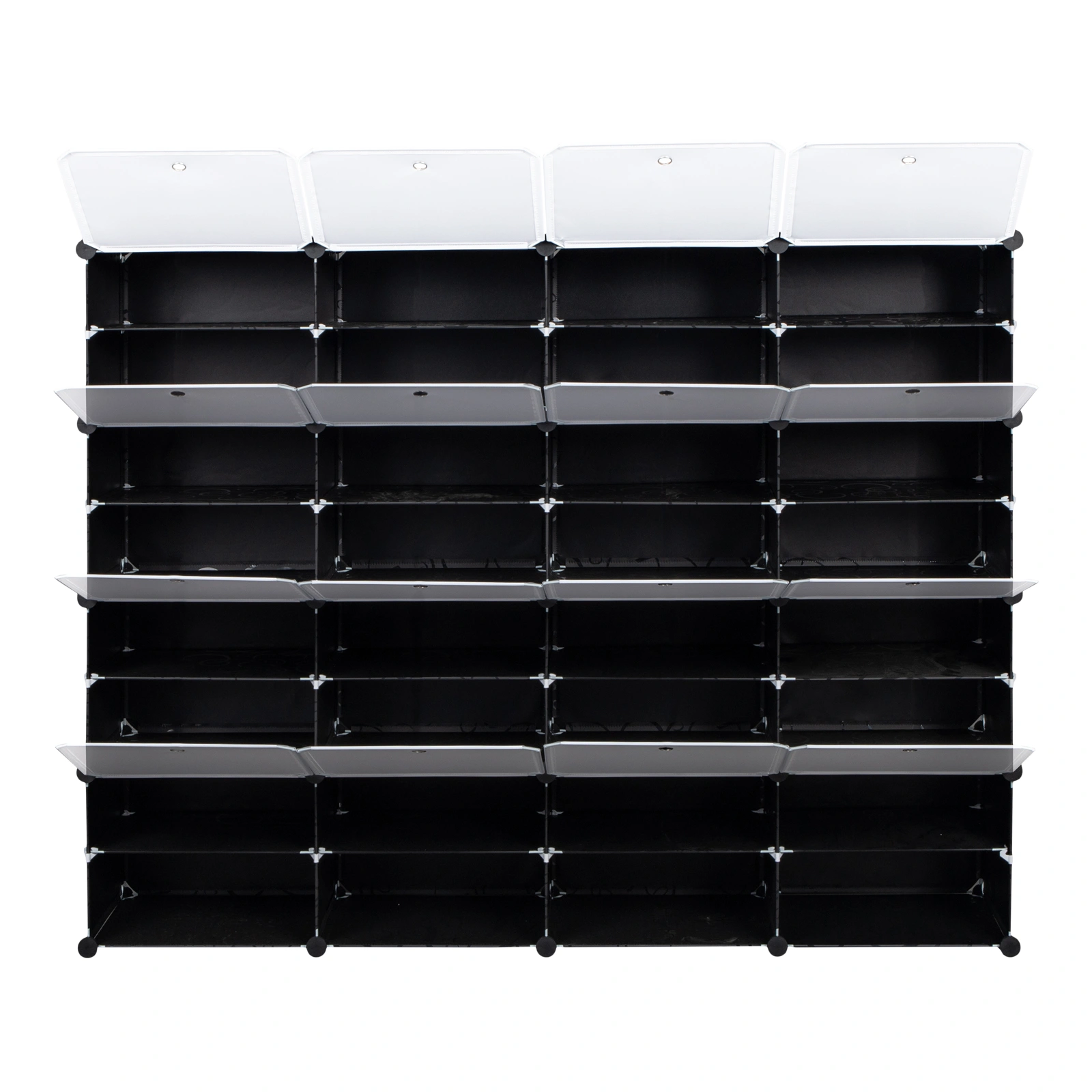 8-Tier Portable 64 Pair Shoe Rack Organizer 32 Grids Tower Shelf Storage Cabinet Stand Expandable for Heels, Boots, Slippers, Black view 4