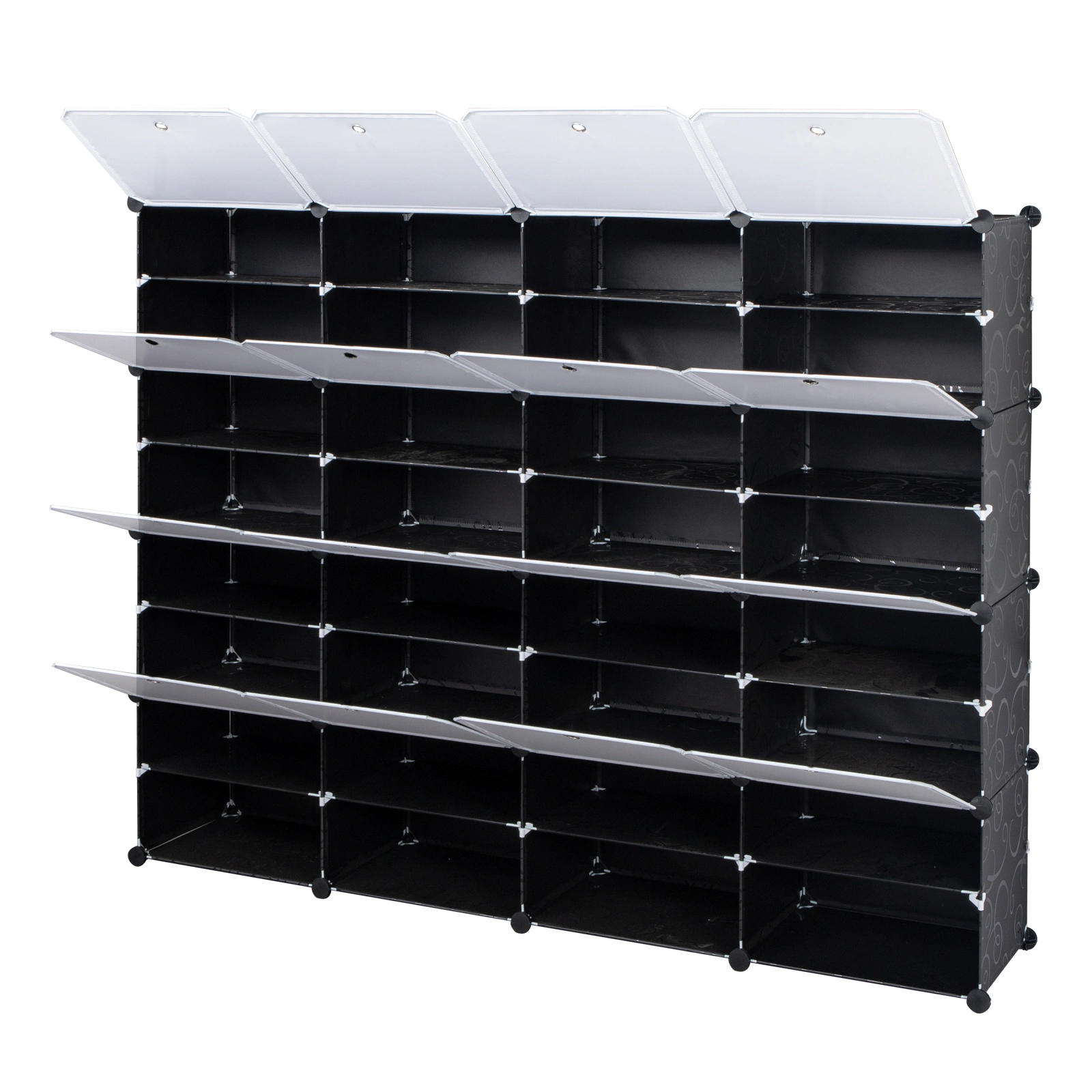 8-Tier Portable 64 Pair Shoe Rack Organizer 32 Grids Tower Shelf Storage Cabinet Stand Expandable for Heels, Boots, Slippers, Black view 8