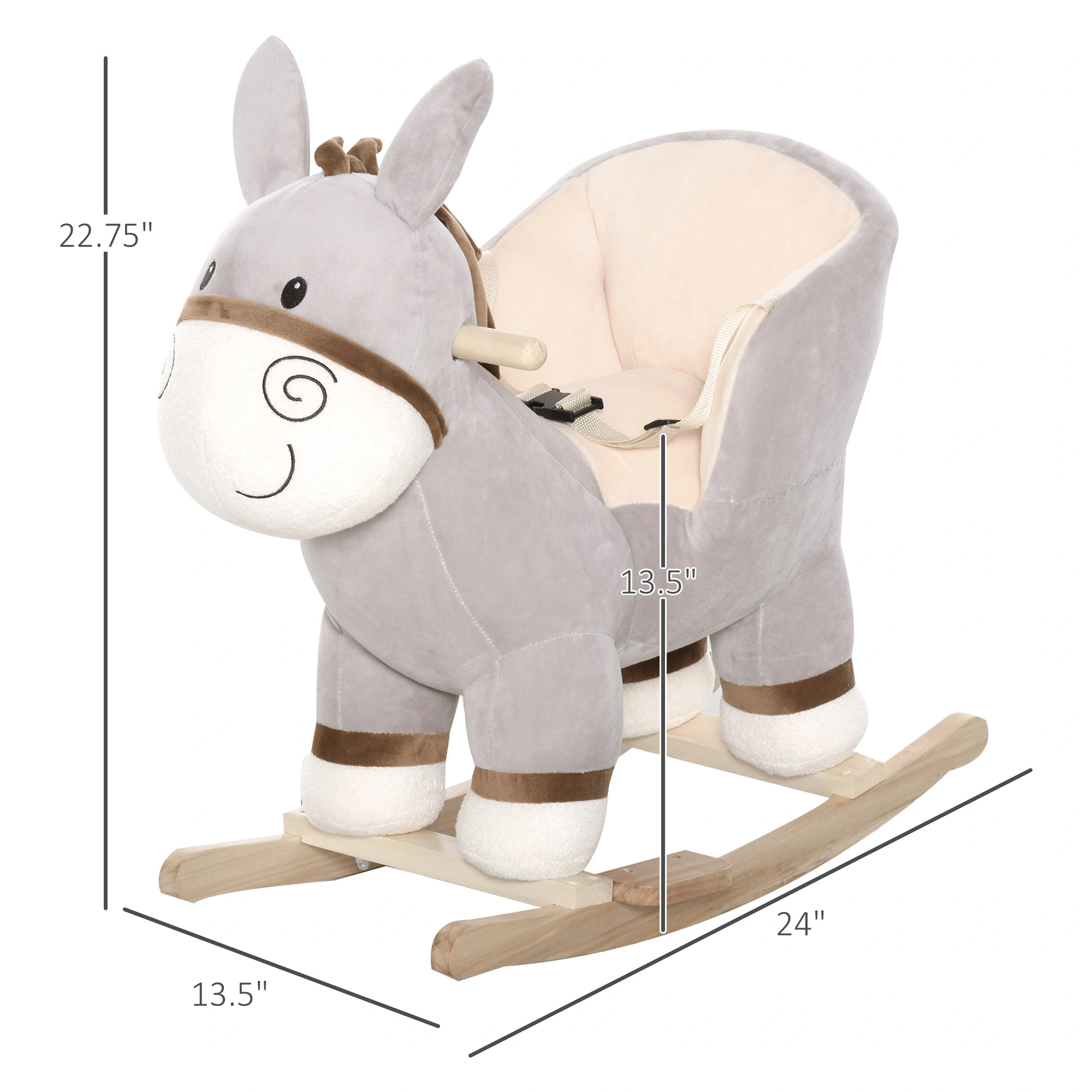 Kids Rocking Horse, Wooden Ride-On Toy, Gentle Motion Design, Toddlers Play Seat, Safe Indoor Outdoor view 2