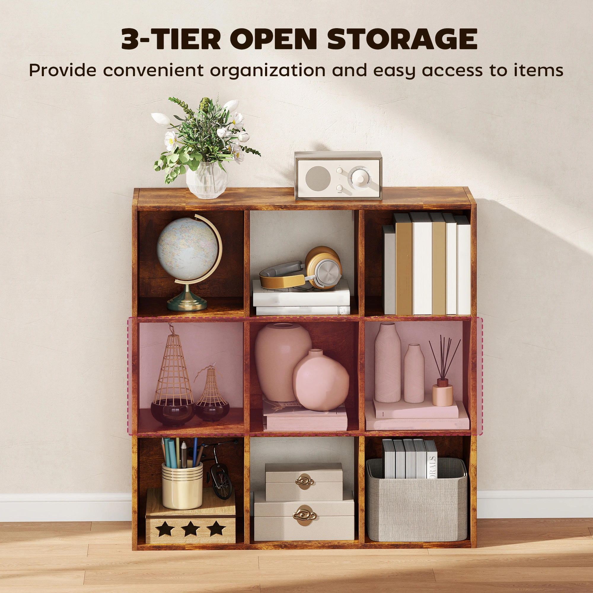 Bookcase Cabinet Storage Cabinet, Open Shelving Organizer Unit for Home Office view 3