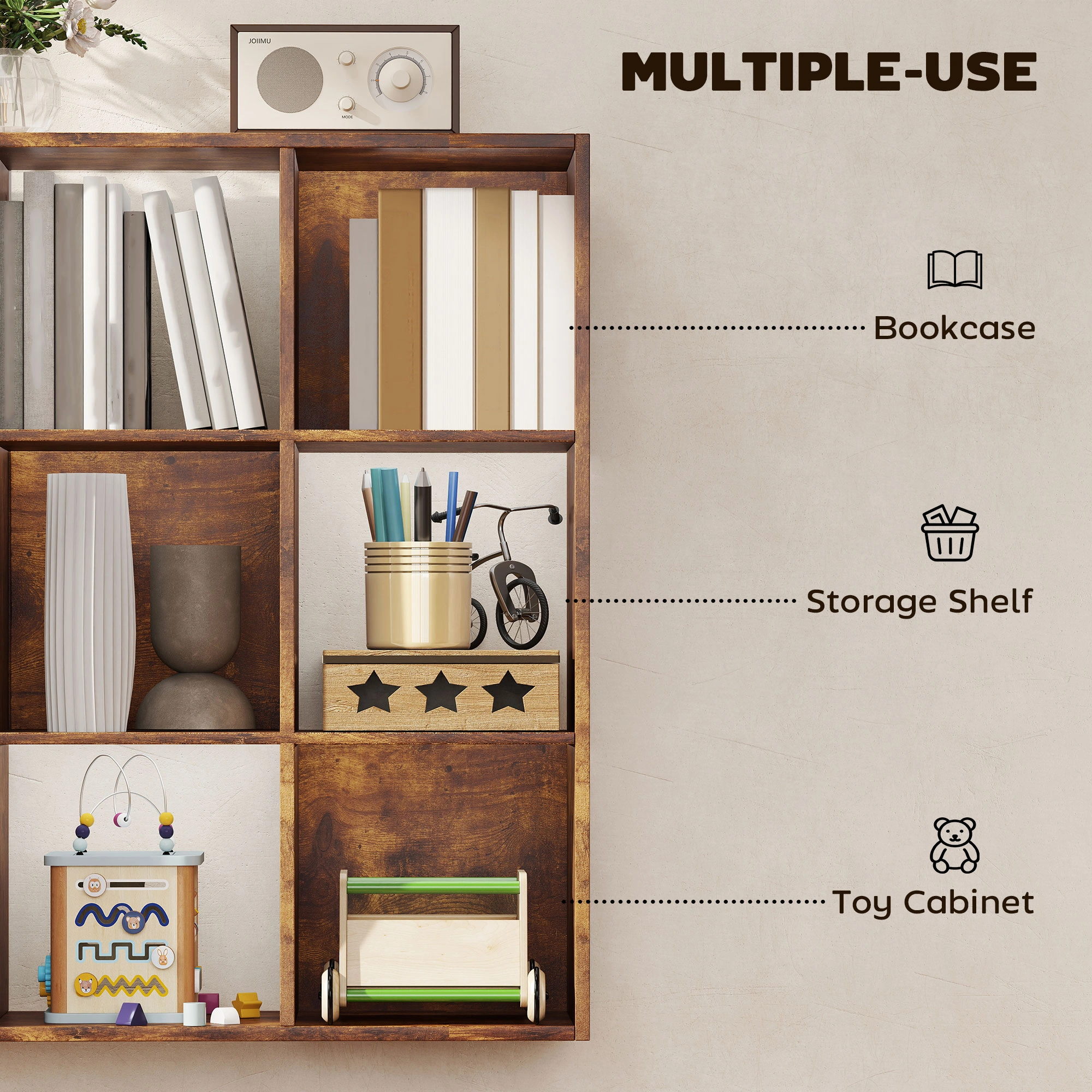 Bookcase Cabinet Storage Cabinet, Open Shelving Organizer Unit for Home Office view 4