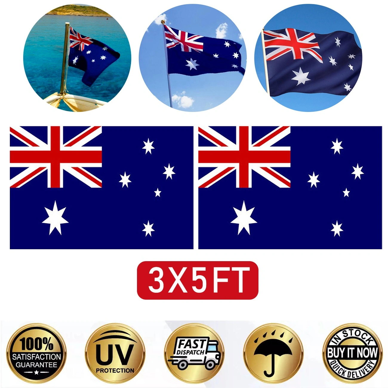 2PCS Australian Flag 90x150cm 3x5FT Outdoor Hanging Garden Decoration view 3