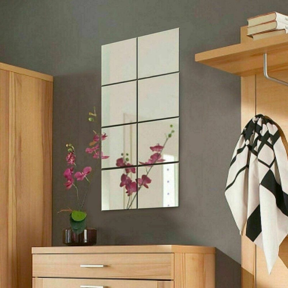 40Pcs Glass Mirror Tile Wall Stickers Square Self Adhesive Shiny Mosaic for Home DIY Decor view 2