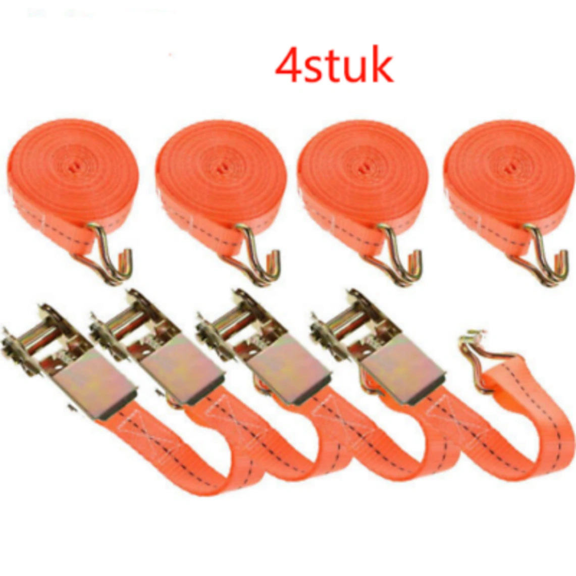 4x Ratchet & Hook Lashing Straps, 800kg Capacity 6m Heavy Duty Tensioning Cargo Tie Down Belts view 2