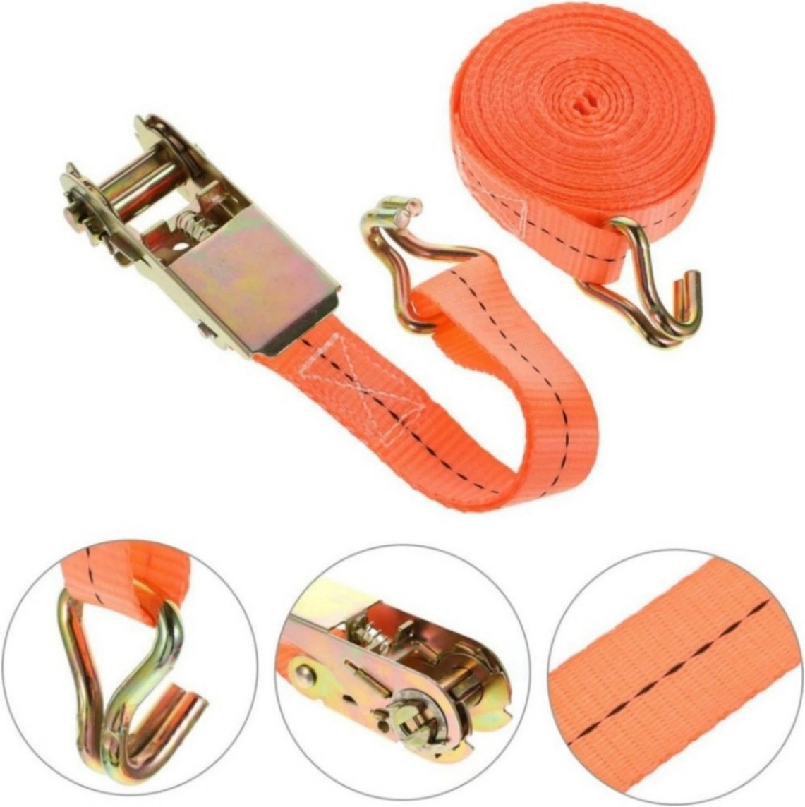 4x Ratchet & Hook Lashing Straps, 800kg Capacity 6m Heavy Duty Tensioning Cargo Tie Down Belts view 3
