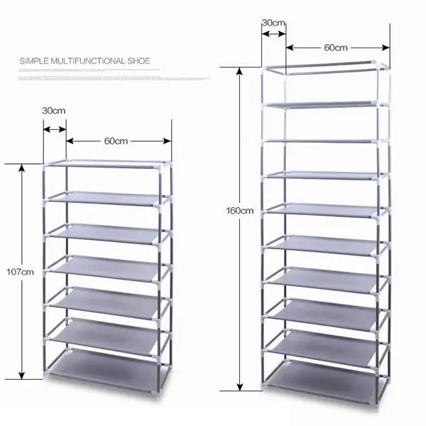 Fashionable Room-saving 9 Lattices Non-woven Fabric Shoe Rack Gray view 2