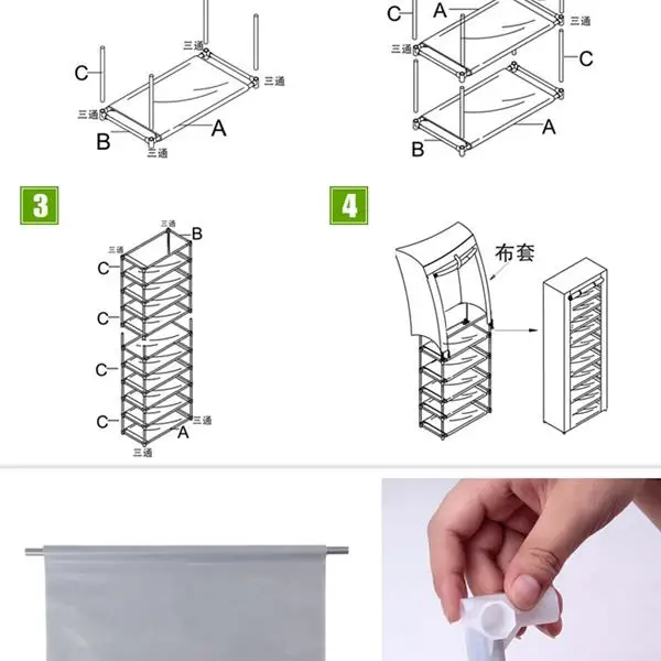 Fashionable Room-saving 9 Lattices Non-woven Fabric Shoe Rack Gray view 3