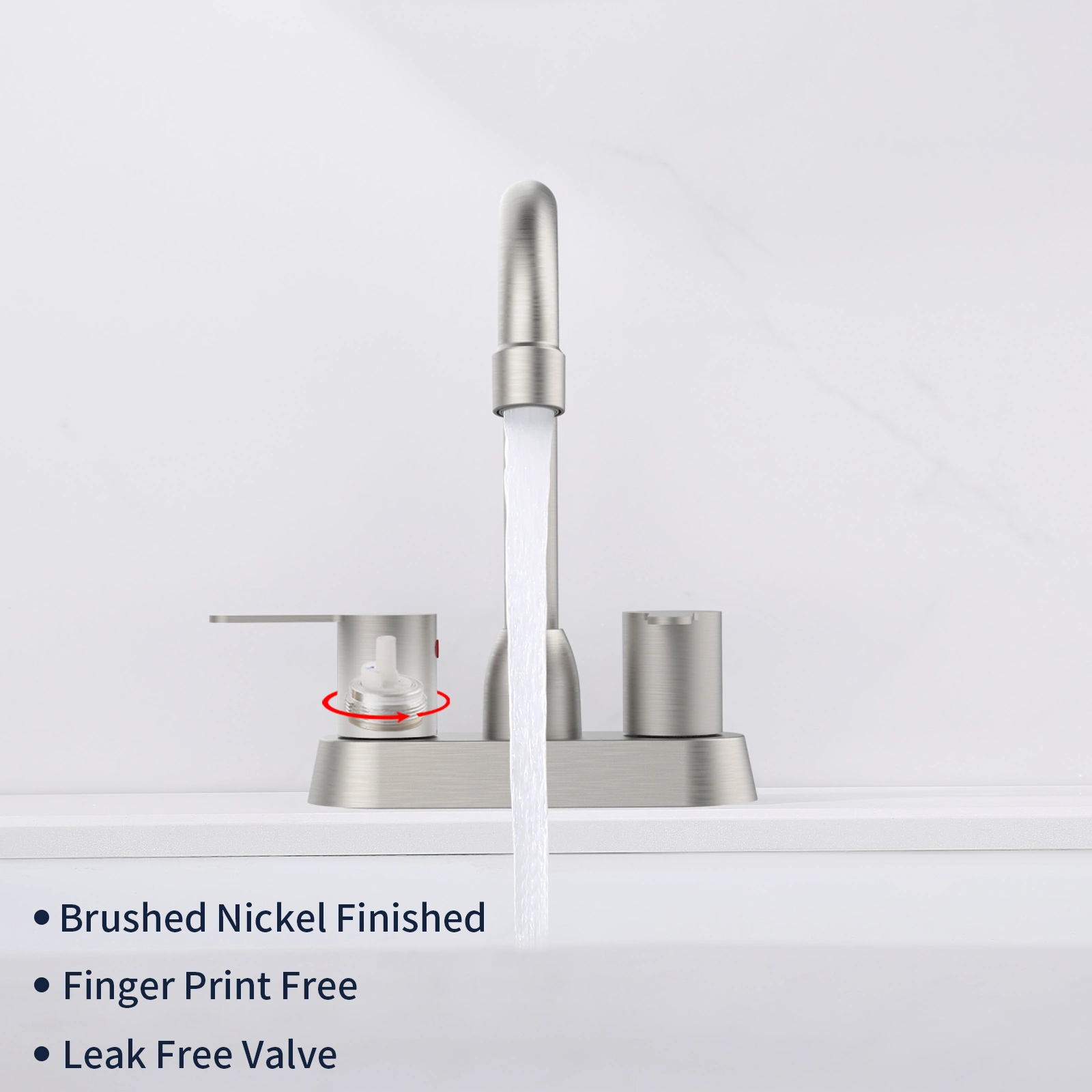 2 Handles Bathroom Sink Faucet, Brushed Nickel Centerset RV Bathroom Faucets for 3 Hole [pop-up drain and hose not included][Unable ship on weekends, TK/TEMU only for pickup, only TX10643 warehouse supports GOFO] view 2