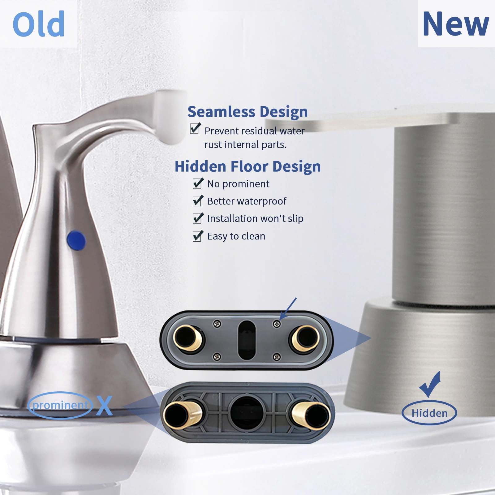 2 Handles Bathroom Sink Faucet, Brushed Nickel Centerset RV Bathroom Faucets for 3 Hole [pop-up drain and hose not included][Unable ship on weekends, TK/TEMU only for pickup, only TX10643 warehouse supports GOFO] view 5