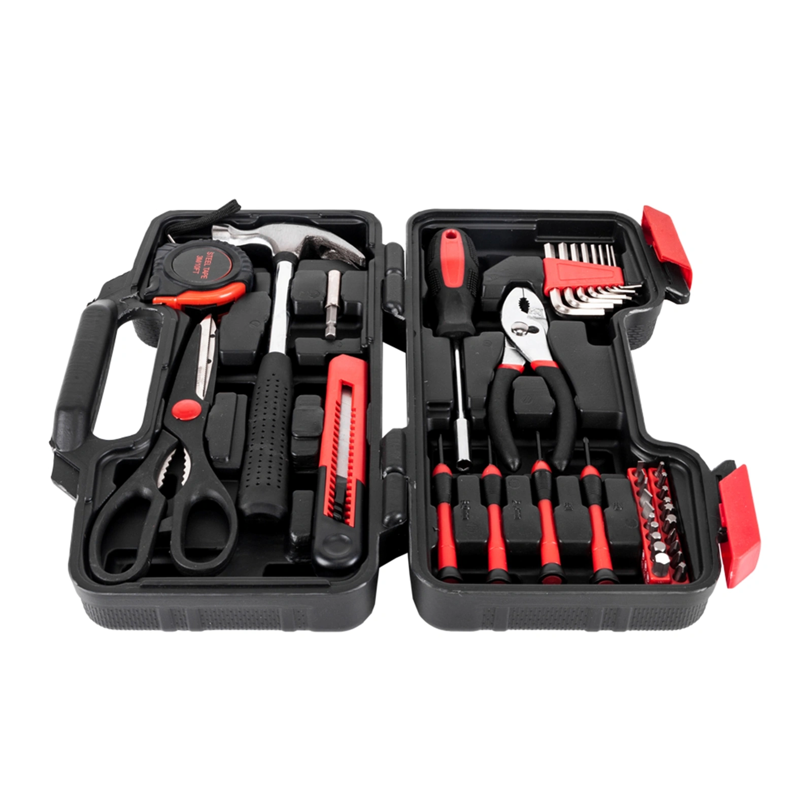 39-Piece Red Tool Kit Set with Organized Storage for Mechanics and DIY Projects