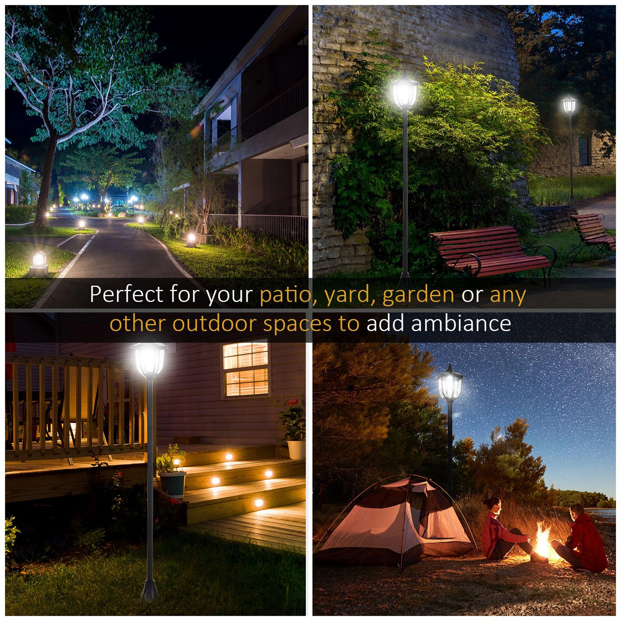 Solar Powered Outdoor Street Light Lamp - Weatherproof LED Pathway Yard Lighting view 2