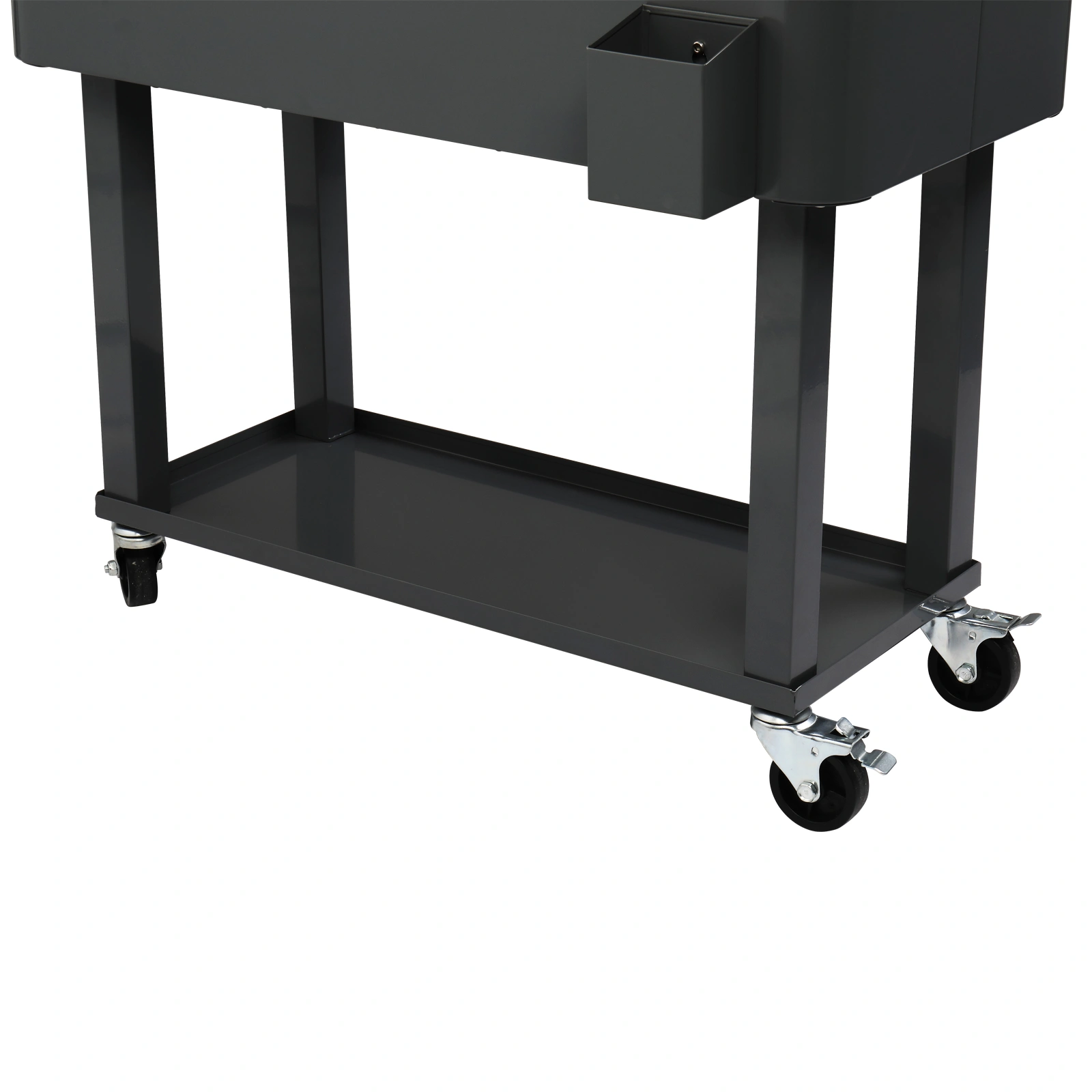 80QT Dark Grey Rolling Cooler Cart, 34.4 x 35.8 x 15.2 Inch Rectangular Insulated Ice Chest with Plastic Body and Steel Tube Legs view 12