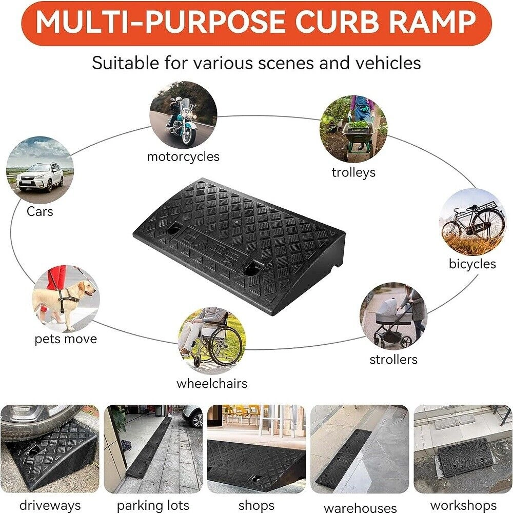 Heavy Duty Rubber Vehicle Ramp, Universal Car Bike Wheel Ramp, Non-Slip Loading Ramps for Curbs & Thresholds view 3