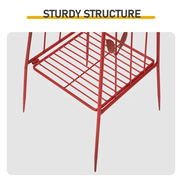 6.2ft Red 4-Blade Iron Windmill with 4-Leg Stand and Storage Shelf view 4