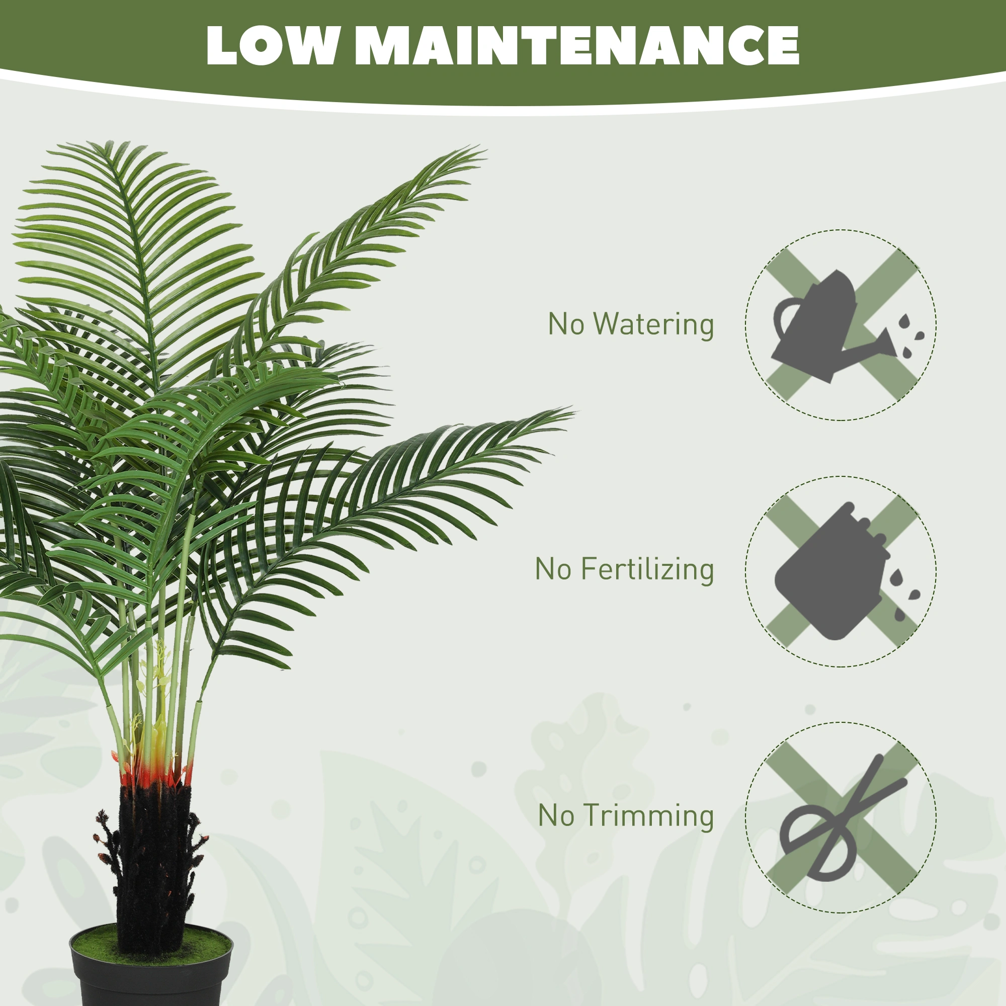 7ft Artificial Areca Palm Tree with Pot Fake Palm Plant Indoor Outdoor Home Decor view 3