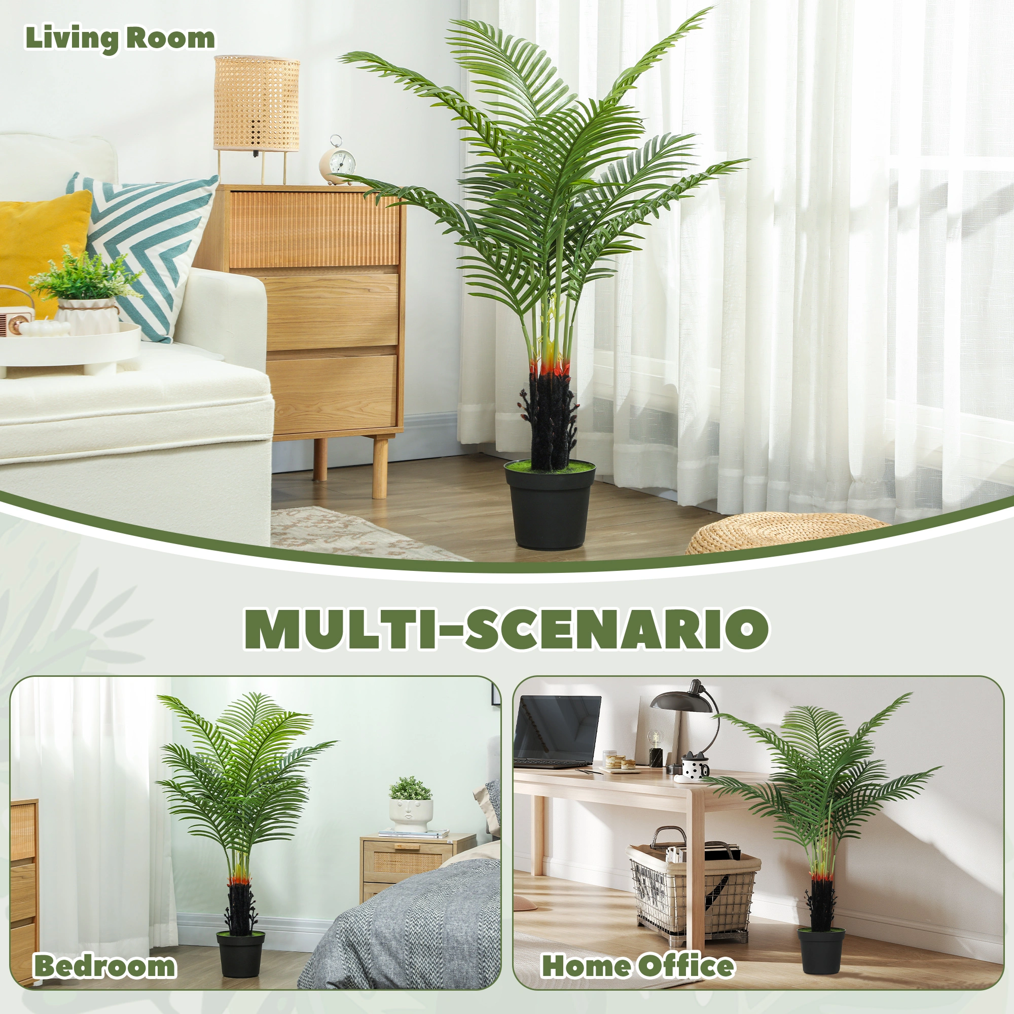 7ft Artificial Areca Palm Tree with Pot Fake Palm Plant Indoor Outdoor Home Decor view 5