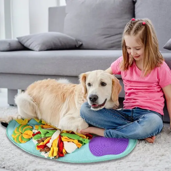 Dog snuff pad dog interactive toy small dog rich toy dog sniffing pad dog puzzle toy small dog licking pad squeaking dog toy natural foraging skills (blue) view 3