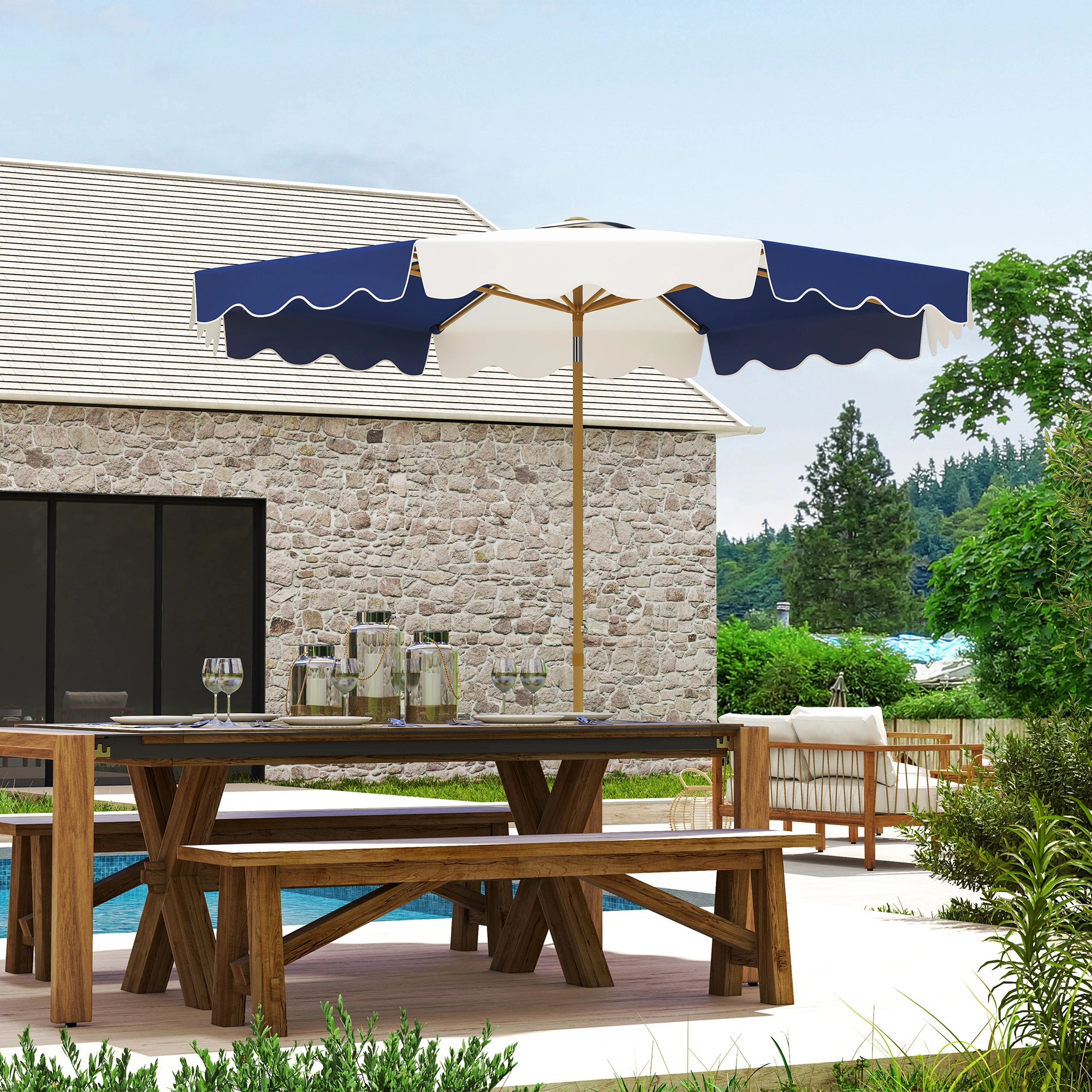 Patio Umbrella - Outdoor Sun Shade Canopy for Garden, Deck & Terrace Use