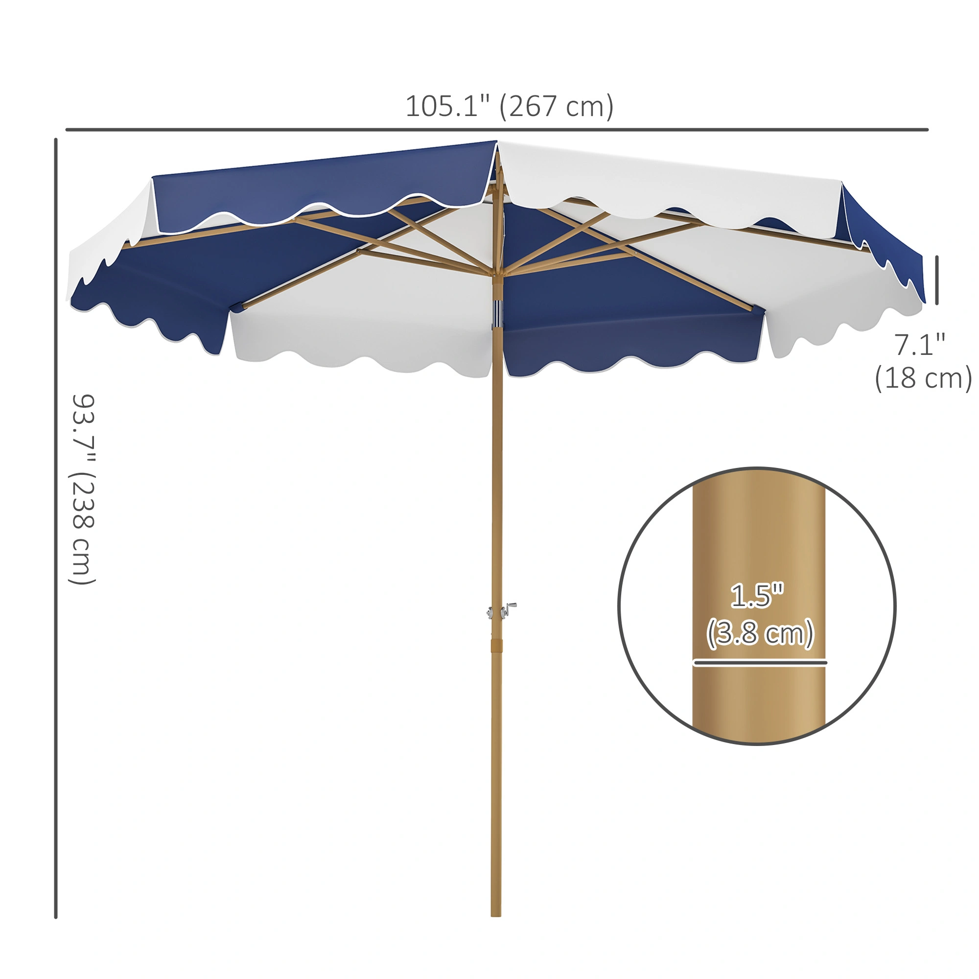 Patio Umbrella - Outdoor Sun Shade Canopy for Garden, Deck & Terrace Use view 3