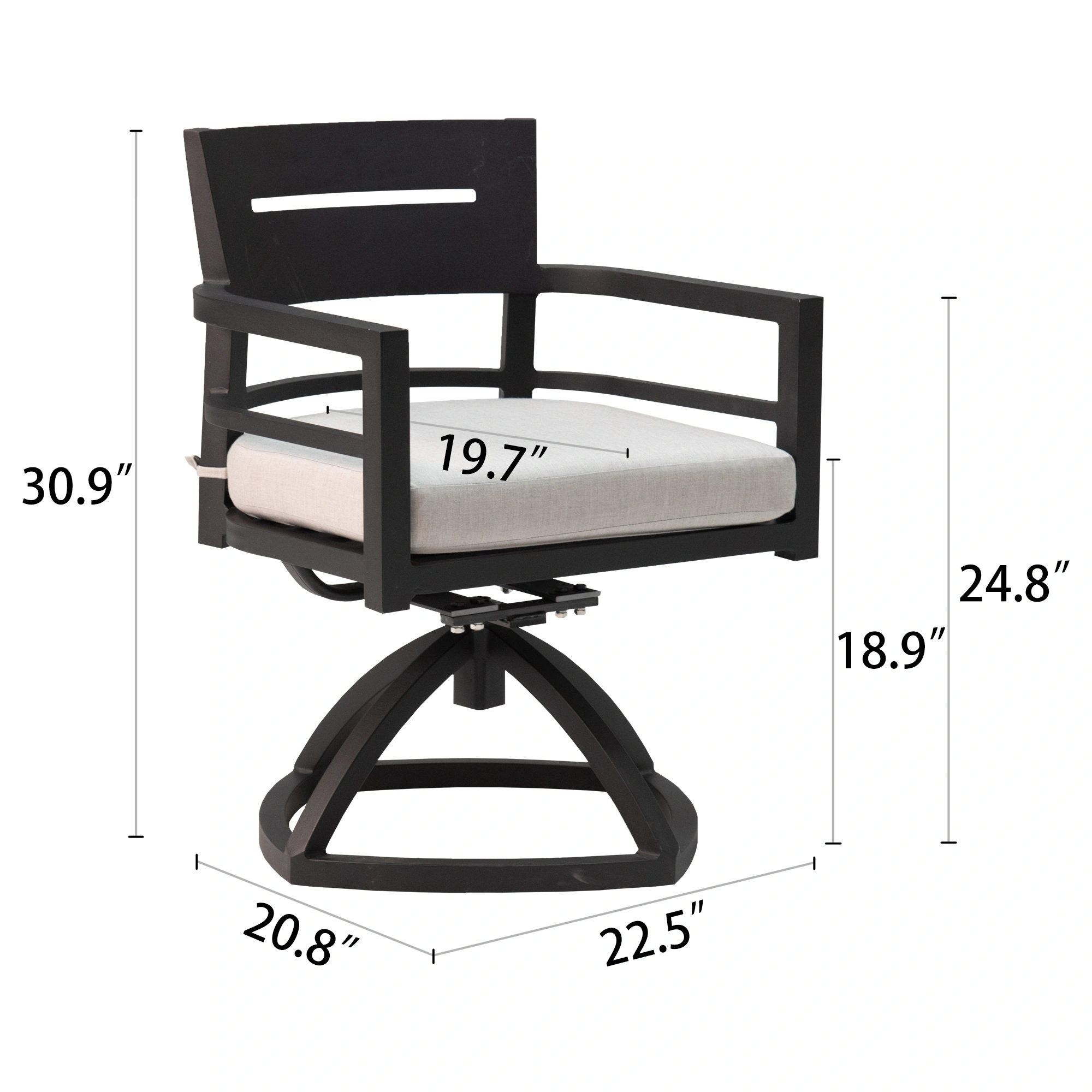Outdoor Patio Aluminum Swivel Rocker 2PCS with Outdoor-grade Sunbrella Fabric Cushions, Ember Black view 4