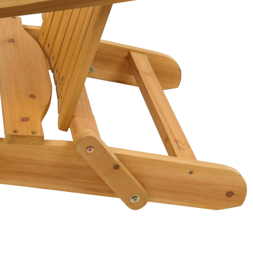 Folding Wooden Adirondack Lounger Chair with Natural Finish view 10
