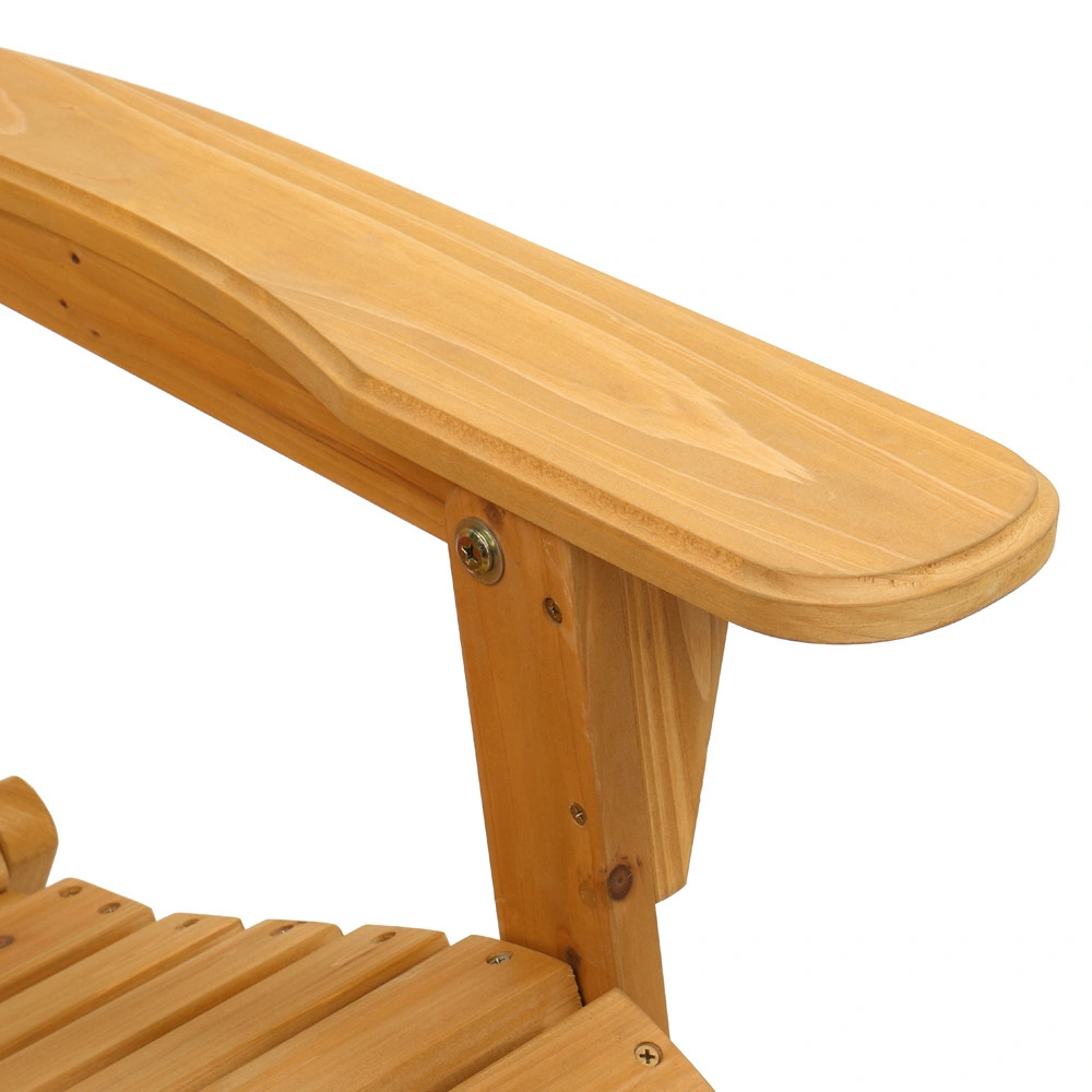 Folding Wooden Adirondack Lounger Chair with Natural Finish view 11