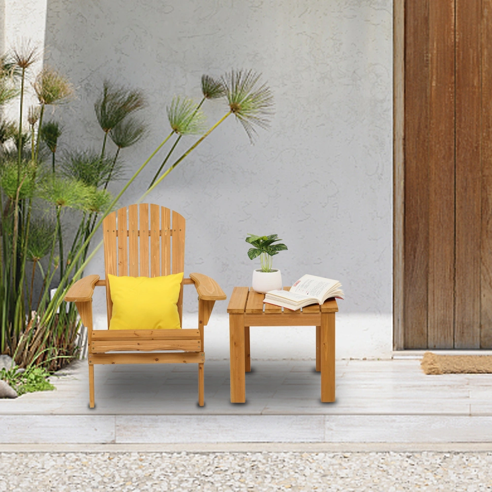 Folding Wooden Adirondack Lounger Chair with Natural Finish view 16