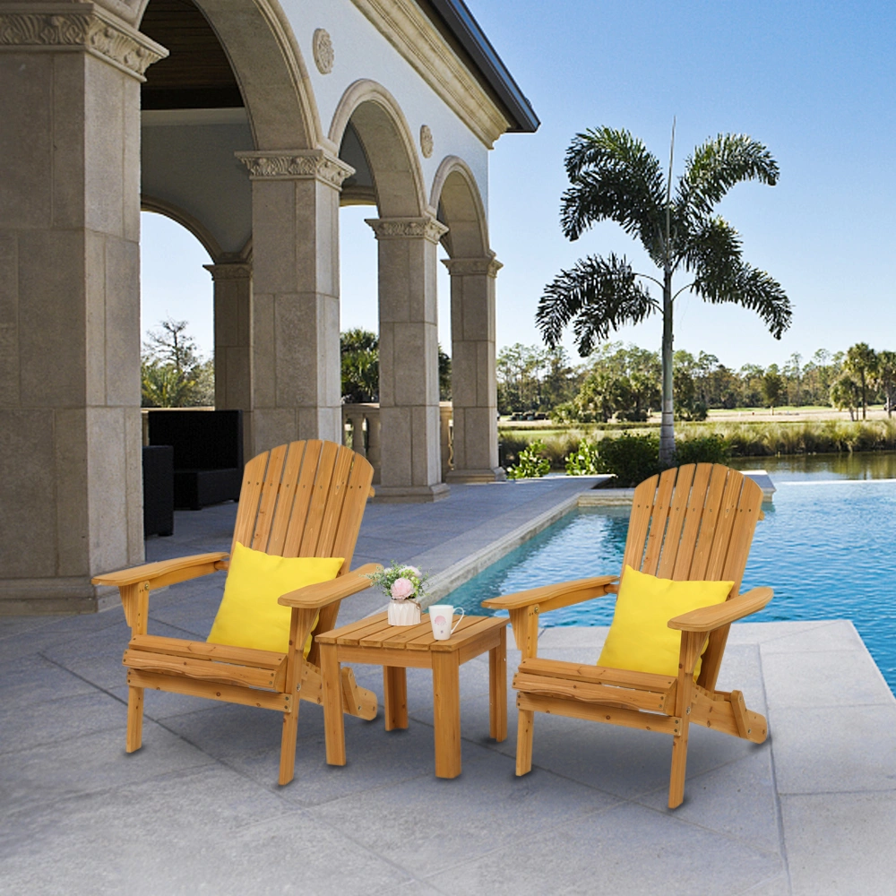 Folding Wooden Adirondack Lounger Chair with Natural Finish view 17