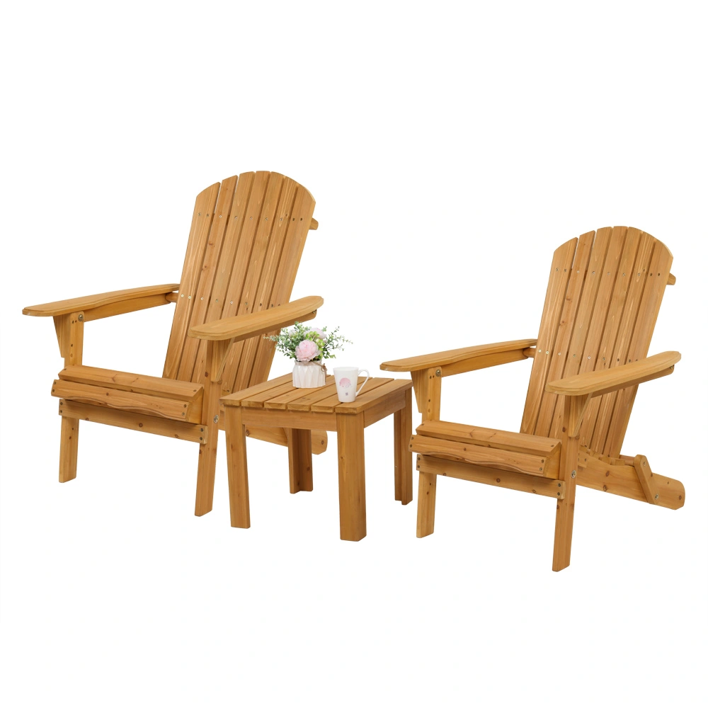 Folding Wooden Adirondack Lounger Chair with Natural Finish view 23