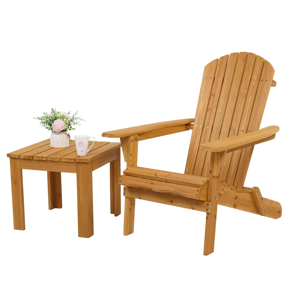 Folding Wooden Adirondack Lounger Chair with Natural Finish view 24