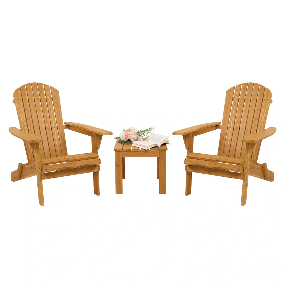 Folding Wooden Adirondack Lounger Chair with Natural Finish view 25