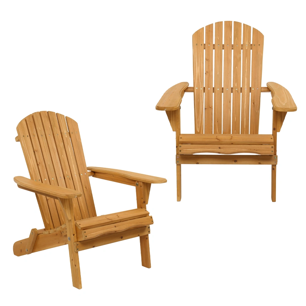 Folding Wooden Adirondack Lounger Chair with Natural Finish view 26