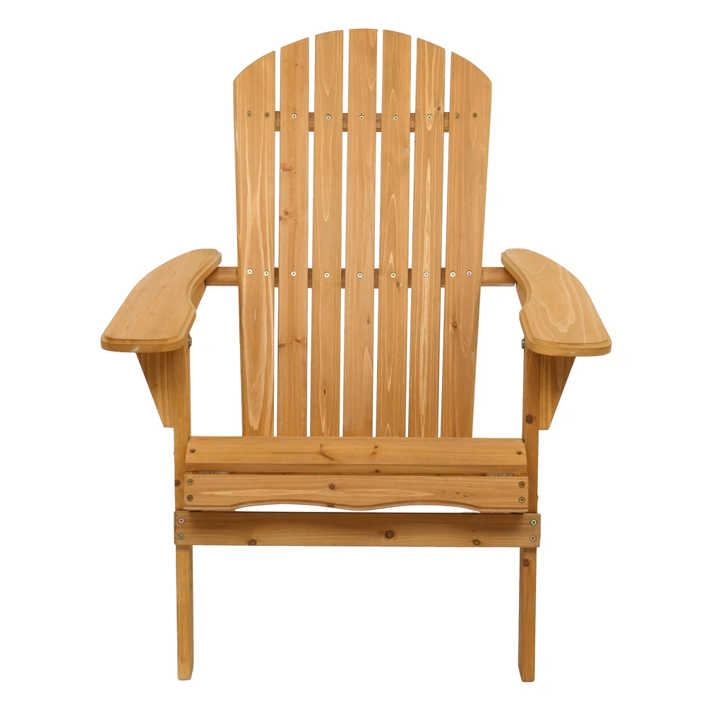 Folding Wooden Adirondack Lounger Chair with Natural Finish view 4