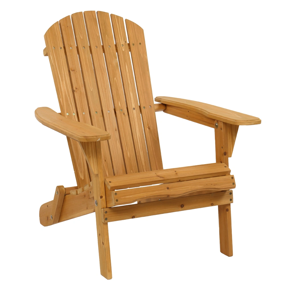 Folding Wooden Adirondack Lounger Chair with Natural Finish view 5