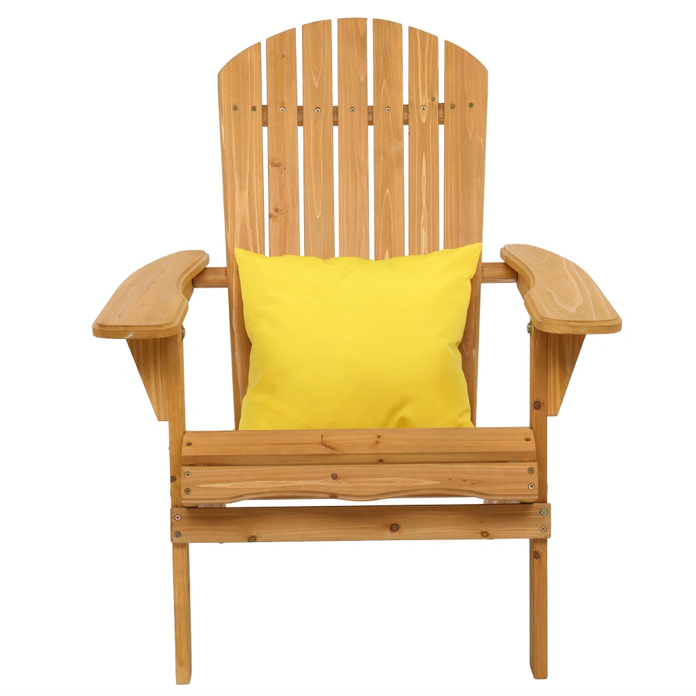 Folding Wooden Adirondack Lounger Chair with Natural Finish view 7