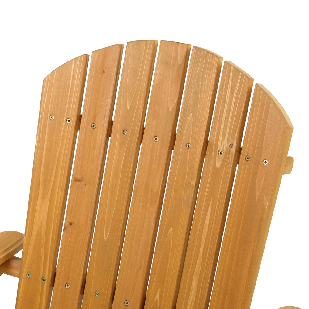 Folding Wooden Adirondack Lounger Chair with Natural Finish view 8