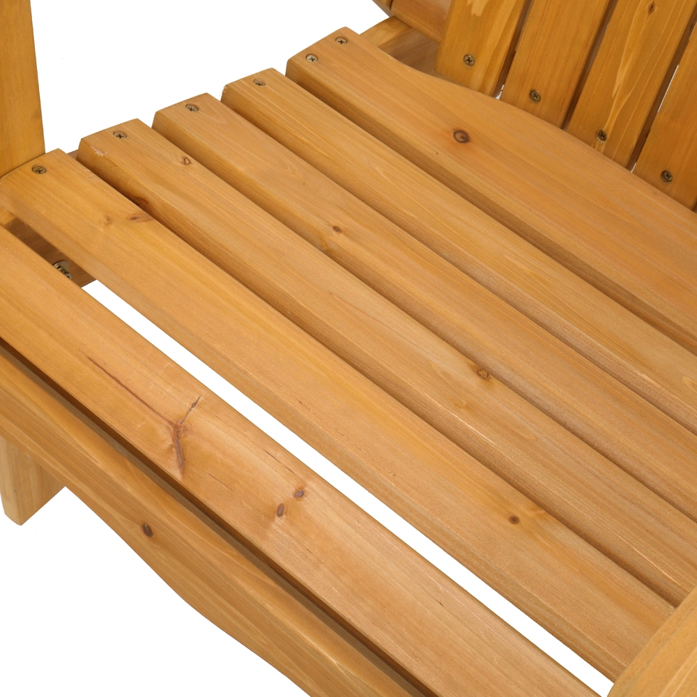 Folding Wooden Adirondack Lounger Chair with Natural Finish view 9
