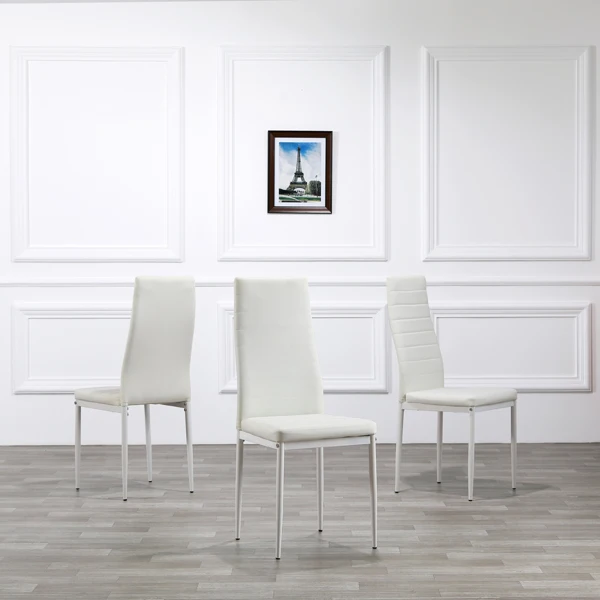 6pcs Elegant Assembled Stripping Texture High Backrest Dining Chairs B White(Replace encoding: 36210827) view 2