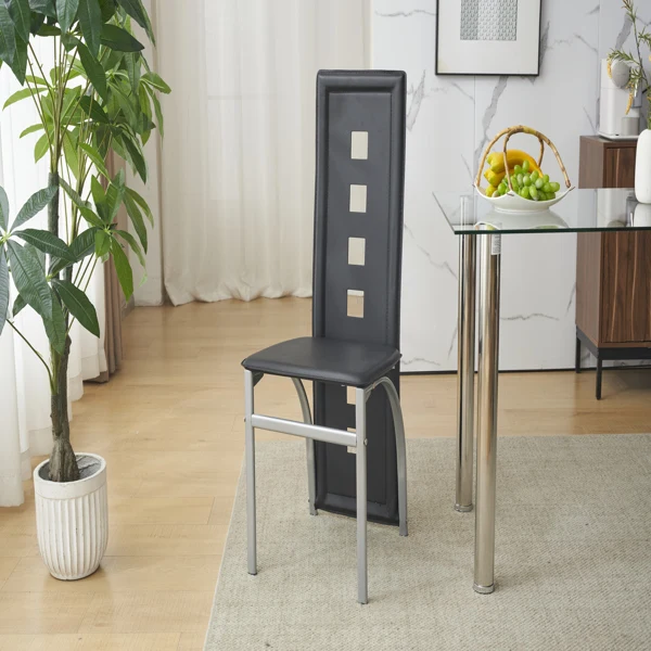 6pcs Elegant Assembled Stripping Texture High Backrest Dining Chairs B White(Replace encoding: 36210827) view 5
