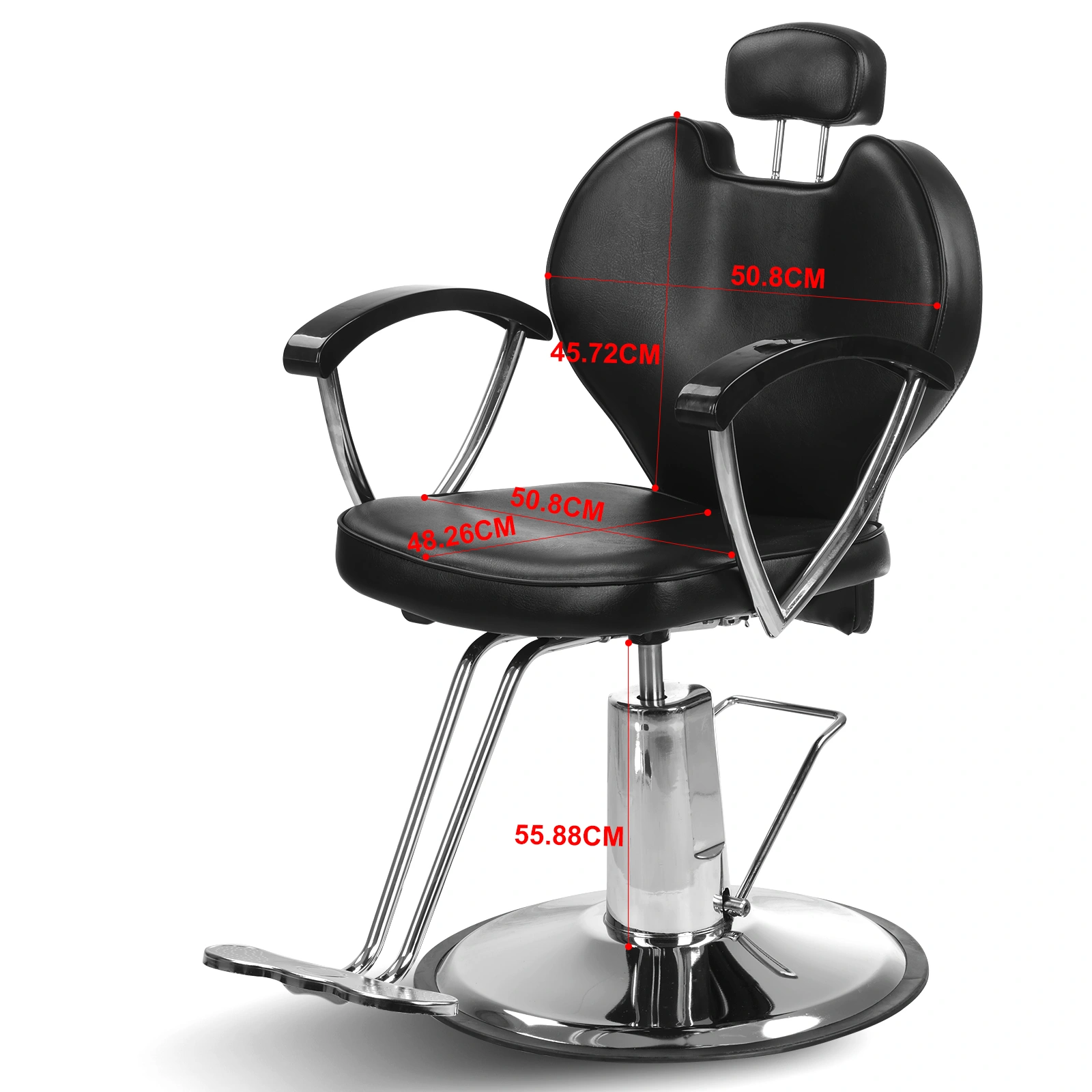 Heavy Duty Reclining Barber Chair, Hydraulic Swivel Salon Chair for Hair Styling, Beauty Spa, Professional Salon Equipment view 2