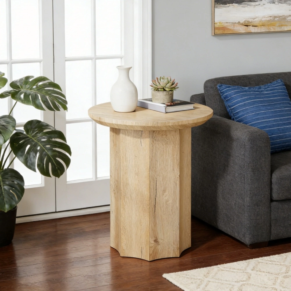 Modern End Table Nightstand with Storage Shelf, Compact Side Table for Sofa, Bedroom, Living Room - Wood Grain Finish, Easy Assembly view 6