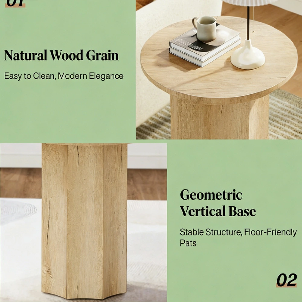 Modern End Table Nightstand with Storage Shelf, Compact Side Table for Sofa, Bedroom, Living Room - Wood Grain Finish, Easy Assembly view 7