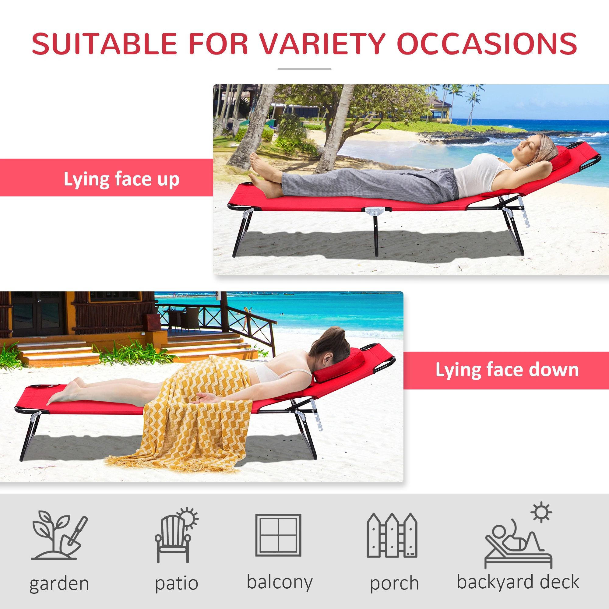 Folding Lounge Chair & Rocking Chair 2-in-1 Portable Outdoor Recliner Seat view 2