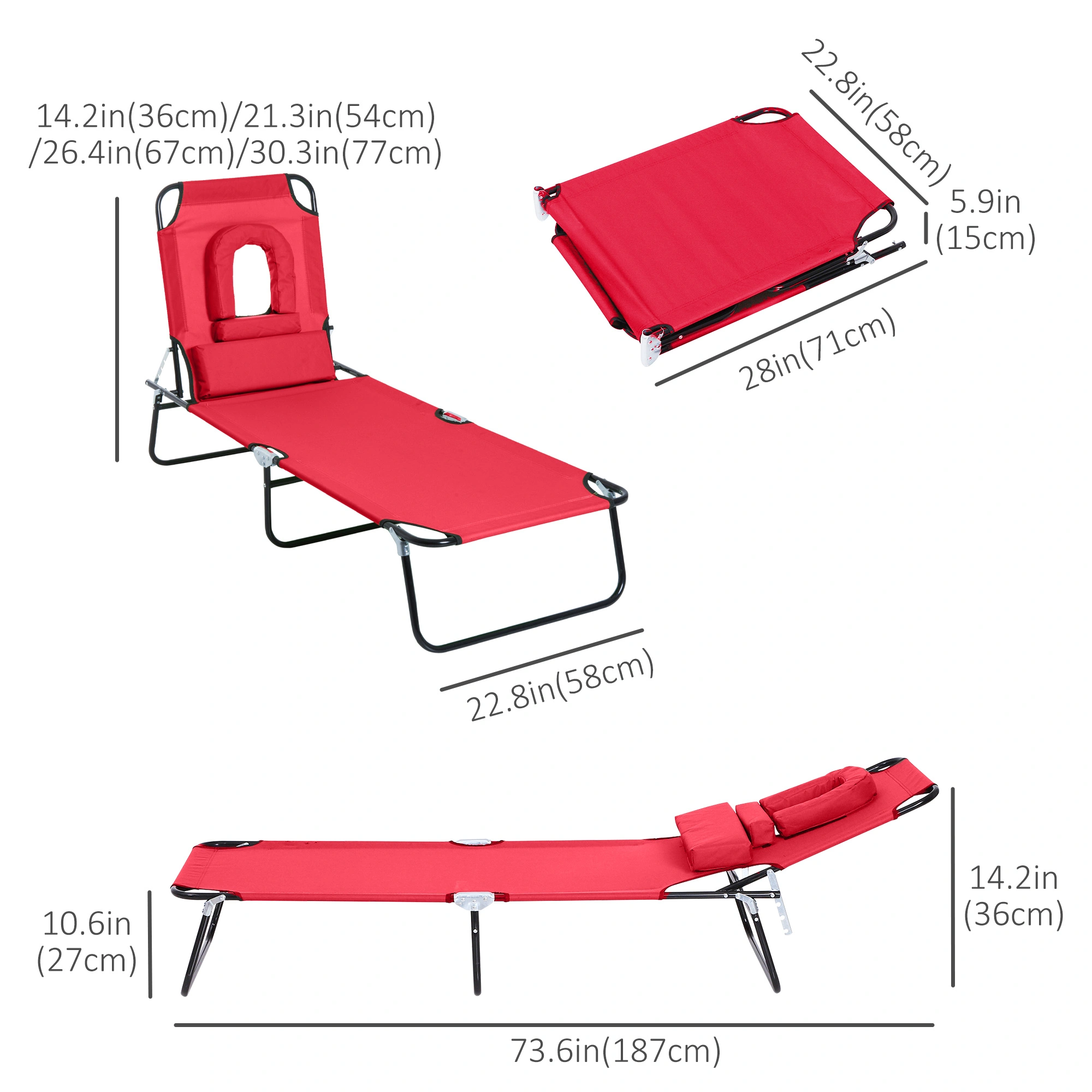 Folding Lounge Chair & Rocking Chair 2-in-1 Portable Outdoor Recliner Seat view 3