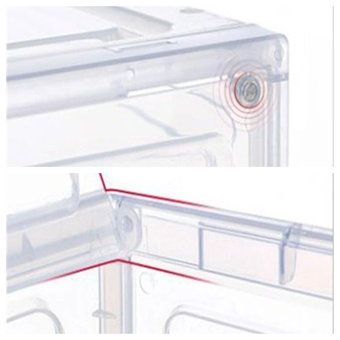 6-Pack Transparent Shoe Storage Boxes, Stackable Plastic Sneaker Organizers, Clear Shoe Container view 4