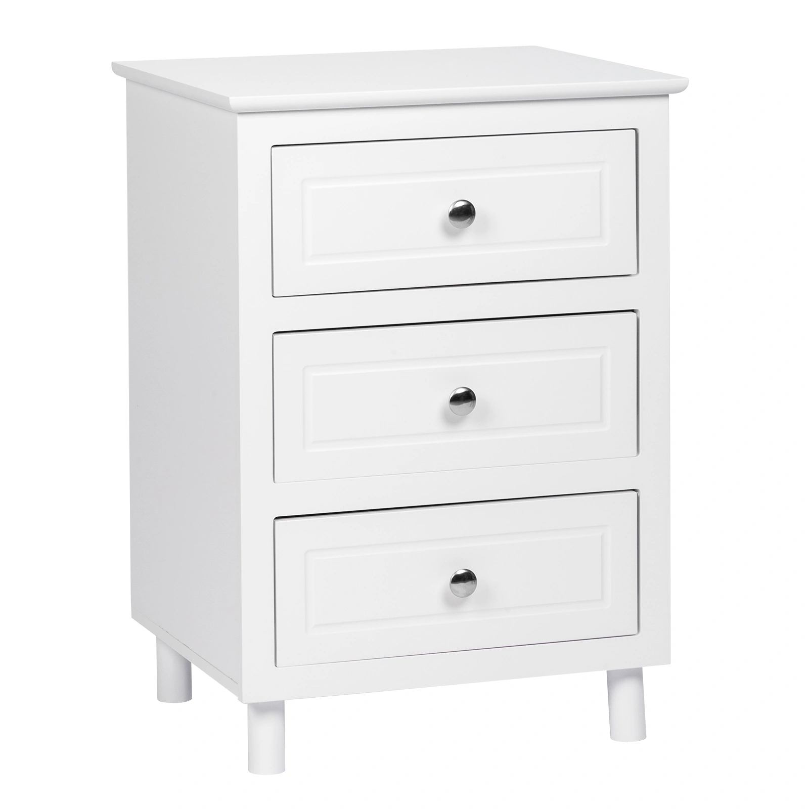 45x38x63cm Country Style 3-Drawer Nightstand Table Large White Wooden Bedside Cabinet view 2